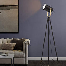 Load image into Gallery viewer, Arpenter Industrial Floor lamp for Living Room Bedrooms, Rustic Tripod Spotlight Standing Lamp, 61 Inches High with Adjustable Head Shade,8W LED Bulb Included(Black, Floor lamp)
