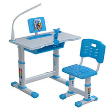 Load image into Gallery viewer, Boliaman Kids Desk and Chair Set, Adjustable Height Children Study Table and Chair, with LED Light Writing Desk Combined, Kids Home School Use Anti-Reflective with Reading Board Pull-Out Drawer
