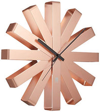 Load image into Gallery viewer, Umbra 118070-880 Ribbon Modern 12-inch, Battery Operated Quartz Movement, Silent Non Ticking Wall Clock, Copper
