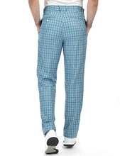 Load image into Gallery viewer, Men's Golf Pants Plaid Tapered Stretch Tech Relaxed Fit Golf Pant Lightweight Twill Pants Size 40 Light Blue Plaid
