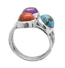 Load image into Gallery viewer, YoTreasure Blue Copper Turquoise Solid 925 Sterling Silver Bypass Ring Jewelry
