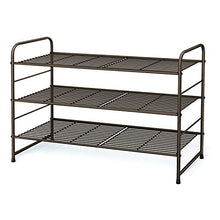 Load image into Gallery viewer, Simple Trending 3-Tier Stackable Shoe Rack, Expandable &amp; Adjustable Shoe Shelf Storage Organizer, Wire Grid, Bronze
