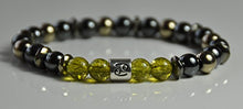 Load image into Gallery viewer, Zodiac Bracelet, Birthstone Bracelet, Peridot Hematite Grounding Mala Gemstone Bracelet, Prosperity Men Bracelet,
