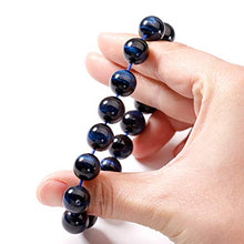 Load image into Gallery viewer, Jewever Original Natural Blue Tiger Eye Gemstone 12mm Smooth Round Beads Stretch Unisex
