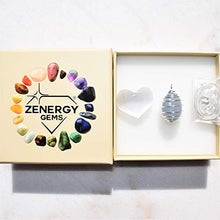 Load image into Gallery viewer, Zenergy Gems Charged Natural Polished Celestite (AAA Grade Polished - Madagascar) Crystal Pendant + 20" Silver Plated Chain + Selenite Charging Heart [Included]
