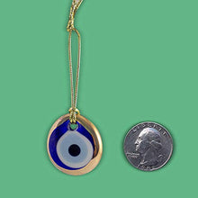 Load image into Gallery viewer, Ebsem Gold Gilt Handmade Evil Eye Glass Charm Decorative Turkish - Greek - Jewish - Christian Christmas Ornament (1.5 Inches)
