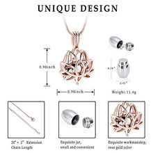 Load image into Gallery viewer, Cremation Jewelry Urn Pendant Necklace with Hollow Urn Cremation Jewelry for Ashes Lotus Flower Shape
