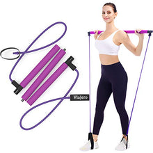 Load image into Gallery viewer, Viajero Pilates Bar Kit for Portable Home Gym Workout - 2 Latex Exercise Resistance Band - 3-Section Sticks - All-in-one Strength Weights Equipment for Body Fitness Squat Yoga with E-Book &amp; Video
