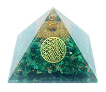 Load image into Gallery viewer, Malachite Orgone Pyramid - Crystals and Healing Stones - Positive Energy Generator Orgonite Pyramid - EMF blocker - Meditation Crystals and Healing Stones- Flower of Life - Orgonite Pyramid
