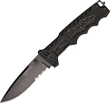 Load image into Gallery viewer, Humvee HMV-KTR-01 Recon 1 Folding Knife with Partially Serrated Stainless Steel Blade and Rear Glass Breaker, Black
