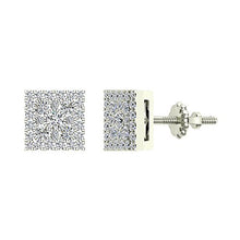 Load image into Gallery viewer, Sharp &amp; Edgy Square Cluster Diamond Earrings 0.53 ctw 14K White Gold (G, SI)
