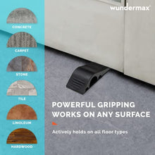 Load image into Gallery viewer, Wundermax Door Stoppers - Rubber Security Wedge for Bottom of Door on Carpet, Concrete, Tile, Linoleum &amp; Wood - Heavy Duty Door Stop - Home Improvement - 3 Pack - Red
