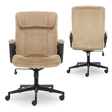 Load image into Gallery viewer, Serta Hannah Executive Microfiber Office Chair with Headrest Pillow, Adjustable Ergonomic with Lumbar Support, Soft Fabric, Beige
