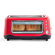Load image into Gallery viewer, Dash Clear View Toaster: Extra Wide Slot Toaster with See Through Window - Defrost, Reheat + Auto Shut Off Feature for Bagels, Specialty Breads &amp; other Baked Goods - Red
