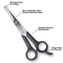 Load image into Gallery viewer, Pets First #1 Pet Grooming Scissors Body &amp; Facial Trimmer Durable Stainless Steel Blades. Rounded Tips Shears for Long Medium Short Thick Wiry Curly Hair. Lightweight Cutter for Dogs &amp; Cats. Set of 2
