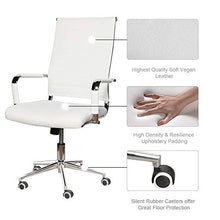Load image into Gallery viewer, LUCKWIND Ergonomic Office Chair Ribbed Leather Swivel - Adjustable Height Tilt Arm Sleeves Lumbar Support High Back Upholstery Executive Conference Task Computer Chrome Wheel Caster 350lbs Big (White)

