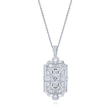 Load image into Gallery viewer, BERRICLE Rhodium Plated Sterling Silver Cubic Zirconia CZ Art Deco Milgrain Wedding Pendant Necklace
