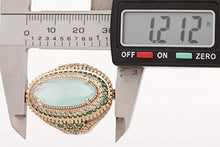 Load image into Gallery viewer, Turkish Handmade Jewelry Long Oval Shape Aquamarine and Round Cut Emerald Topaz 925 Sterling Silver Ring Size All
