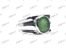 Load image into Gallery viewer, Mens Emerald Band Emerald Astrological Ring 925 Silver Natural Emerald Men Ring 3.20 Ct Emerald Mens Ring Solid Silver Emerald Ring

