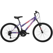 Load image into Gallery viewer, Huffy Hardtail Mountain Bike, Stone Mountain, 24 inch 21-Speed, Lightweight, Purple (74818)
