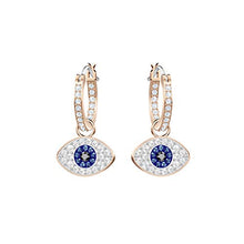 Load image into Gallery viewer, SWAROVSKI Women's Symbolic Evil Eye Hoop Pierced Earrings, Multi-colored, Rose-gold tone plated
