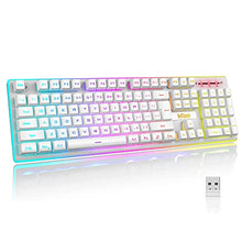 Load image into Gallery viewer, RedThunder K10 Wireless Gaming Keyboard, Rechargeable 3000mAh 2.4G LED Backlit Wireless Keyboard, Ergonomic Keyboard with Mechanical Feeling Keys for PC PS4 Xbox One Mac, Teclado Gamer, White
