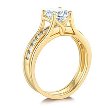 Load image into Gallery viewer, TWJC 14k Yellow Gold Solid Engagement Ring &amp; Wedding Band Set - Size 7.5
