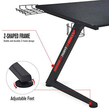 Load image into Gallery viewer, GTRACING Gaming Desk Computer Office PC Gamer Table Racing Style Professional Game Station Z-Shaped with Gaming Controller Tablet Stand &amp; Cup Holder, Black
