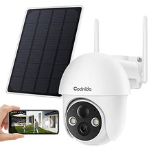 Load image into Gallery viewer, Security Camera Wireless Outdoor,Pan-Tilt 2.4G WiFi Solar Security Camera,Battery Powered Surveillance Cameras for Home with Night Vision,2-Way Audio,Motion Detection,SD Card &amp; Cloud Storage, Codnida
