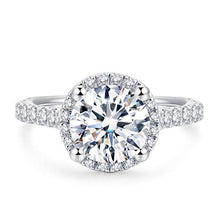 Load image into Gallery viewer, HAFEEZ CENTER 2ct Round Brilliant Cut Petite Micro Pave Floating Halo Simulated Diamond CZ Engagement Ring (9)
