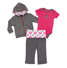 Load image into Gallery viewer, Yoga Sprout Hoodie, Bodysuit, and Pants Set, Pink Medallion, 3-6 Months
