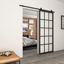 Load image into Gallery viewer, BARNSMITH 36" x84" Aluminum Glass Sliding Barn Door Panel Heavy Duty DIY Frosted Tempered Glass Door Slab Assemble Required (Sliding Hardware not Included)
