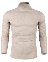 Load image into Gallery viewer, Poriff Men's Casual Slim Fit Long Sleeve Tops T-Shirt Knitted Pullover Turtleneck Sweater Khaki S
