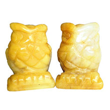 Load image into Gallery viewer, Gemgogo 2 Pcs Natural Yellow Jade Crystals and Healing Stones, Pocket Carved Owl Figurines Collectibles 1.5 Inches Room Decor Gemstone

