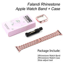 Load image into Gallery viewer, Falandi for Bling Rose Gold Apple Watch Band with Case 38mm iWatch Series 5/4/3/2/1, Dressy Diamond Rhinestone Jewelry Metal Bracelet Adjustable Wristband, Pink
