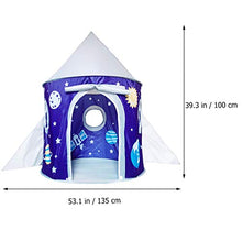 Load image into Gallery viewer, ULTECHNOVO Rocket Ship Tent Space Planet Themed Pretend Play Tent House Spaceship Tent Indoor and Outdoor for Kids Foldable Pop Up Star Play Tent Blue
