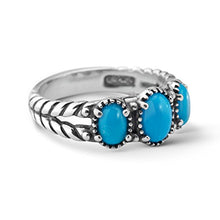 Load image into Gallery viewer, American West Sterling Silver Sleeping Beauty Turquoise Gemstone 3-Stone Friendship Ring Size 5
