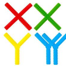 Load image into Gallery viewer, Gafly X's and Y's (5 Pack)-Sensory Chewy for Children with Autism, Kids Special Needs Chew Tubes, Oral Motor Chewers, Silicone, Red Blue Yellow Green
