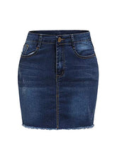Load image into Gallery viewer, SheIn Women's Basic Stretchy Mini Short Bodycon Denim Skirt (X-Large, Navy)
