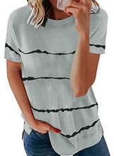 Load image into Gallery viewer, Ecrocoo Womens Casual Color Block Tops Summer Loose Short Sleeve Plus Size Blouses Tunic Pullover,Gray S
