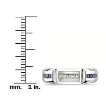 Load image into Gallery viewer, La4ve Diamonds 14k White Gold Princess-Cut Diamond &amp; Blue Sapphire Men's Wedding Band Ring (5/8 cttw, I-J, SI2-I1), Size 9.5
