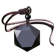Load image into Gallery viewer, COOLSOME Obsidian/Tiger-stone Natural Stone Amulet Hexagram Pendant Necklace for Him/Her Couples Men Women (Hexagon)
