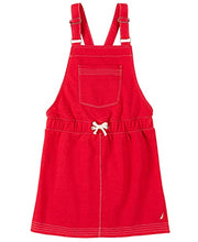 Load image into Gallery viewer, Nautica Girls' Knit Overall Dress, Carmine 12, 2T
