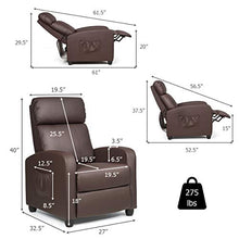Load image into Gallery viewer, Giantex Recliner Chair for Living Room, Recliner Sofa Wingback Chair w/Massage Function, Padded Seat PU Leather Reclining Chair w/Side Pocket, Home Theater Seating Massage Recliner Easy Lounge (Brown
