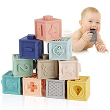 Load image into Gallery viewer, Mini Tudou Baby Blocks Soft Building Blocks Baby Toys Teethers Toy Educational Squeeze Play with Numbers Animals Shapes Textures 6 Months and Up 12PCS
