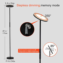 Load image into Gallery viewer, Shalomlite Sky LED Torchiere Floor Lamp, WiFi Smart Remote Control Tall Standing Modern Pole Light for Living Rooms, Bedroom&amp;Offices, Dimmable Uplight Compatible with Amazon Alexa&amp;Google Assistant
