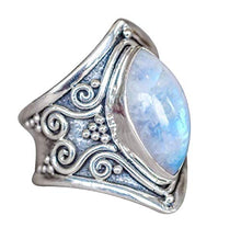 Load image into Gallery viewer, Zhiwen Antique Boho 925 Silver Natural Moonstone Women Jewelry Elegant Gemstone Wedding Ring Size 6-10 (US Code 10)
