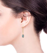 Load image into Gallery viewer, Stera Jewelry Women’s 14k Gold-Filled Kyanite Gemstone Dangling Long Wire Threader Earrings
