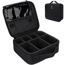 Load image into Gallery viewer, Relavel Travel Makeup Train Case Makeup Cosmetic Case Organizer Portable Artist Storage Bag with Adjustable Dividers for Cosmetics Makeup Brushes Toiletry Jewelry Digital Accessories Black
