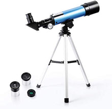 Load image into Gallery viewer, First Telescope for Kids &amp; Beginners, Portable Refractor Telescope 90x Magnification with Tabletop Tripod and Two Eyepieces - Best Gift for Kids to Explore Moon Space, View Wildlife, Watch Night-Sky
